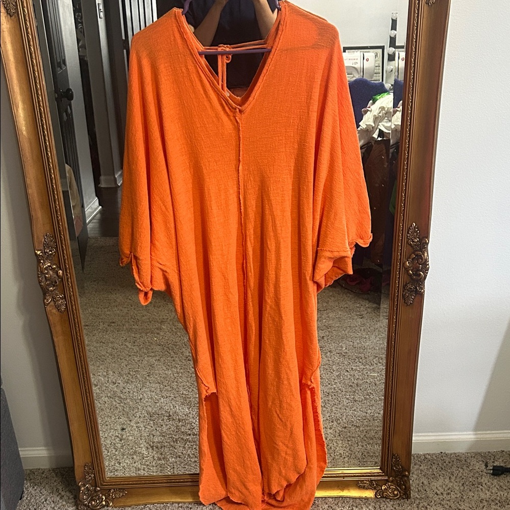 Free People Vibrant Orange Maxi Dress